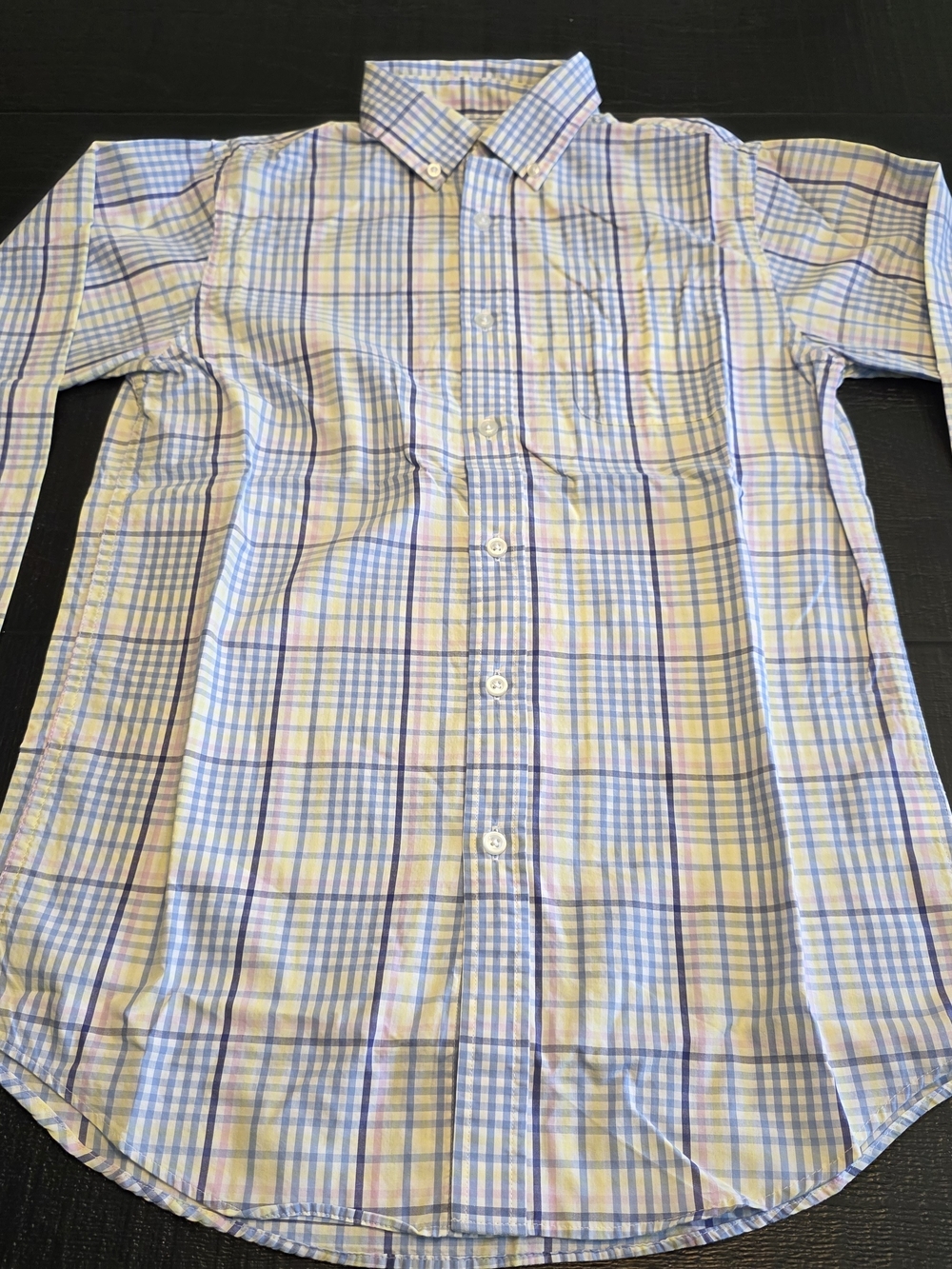 Class Club Boy's Button-Down Plaid Shirt - Blue & Cream